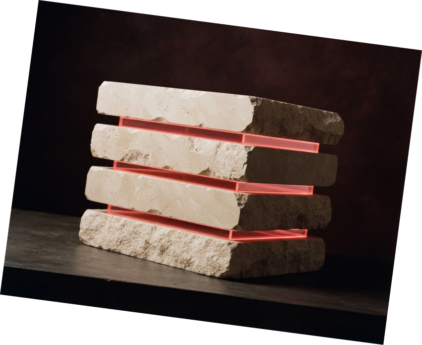 Stacked stone bricks